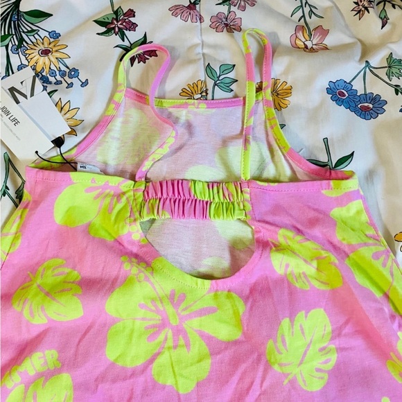 Zara Girls Pink/neon Hibiscus dress 9 - Picture 6 of 7